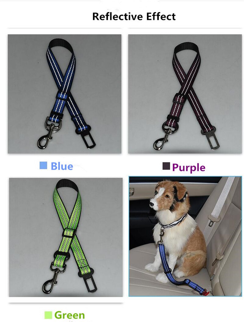 Reflective pet seat belt nylon dog traction rope keep pet's safety in car dog car seat belts high quality B43