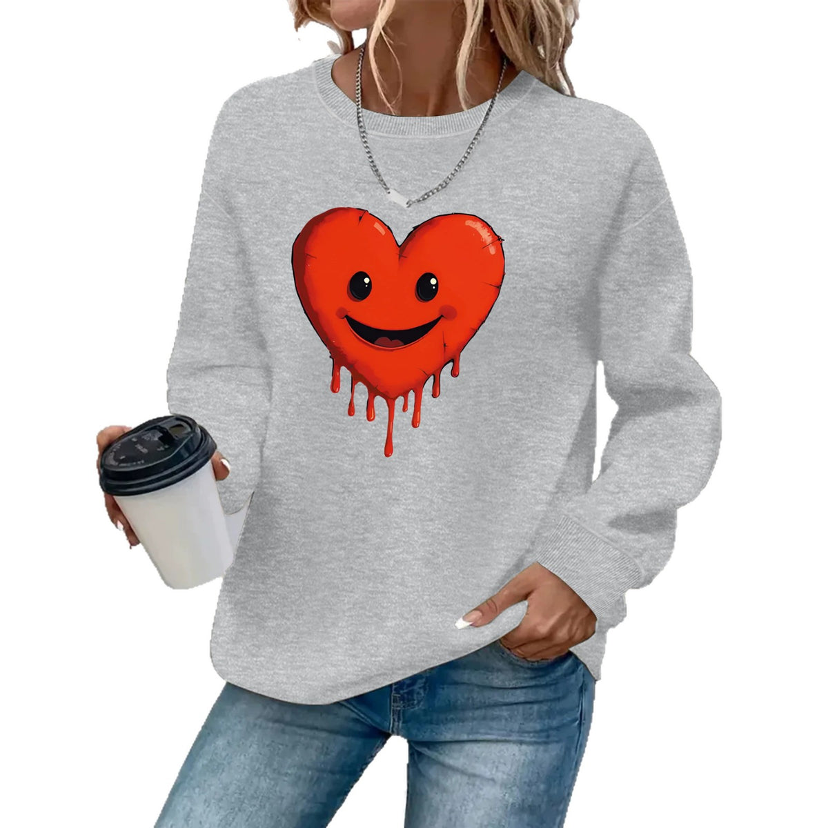 Round neck fleece hoodie