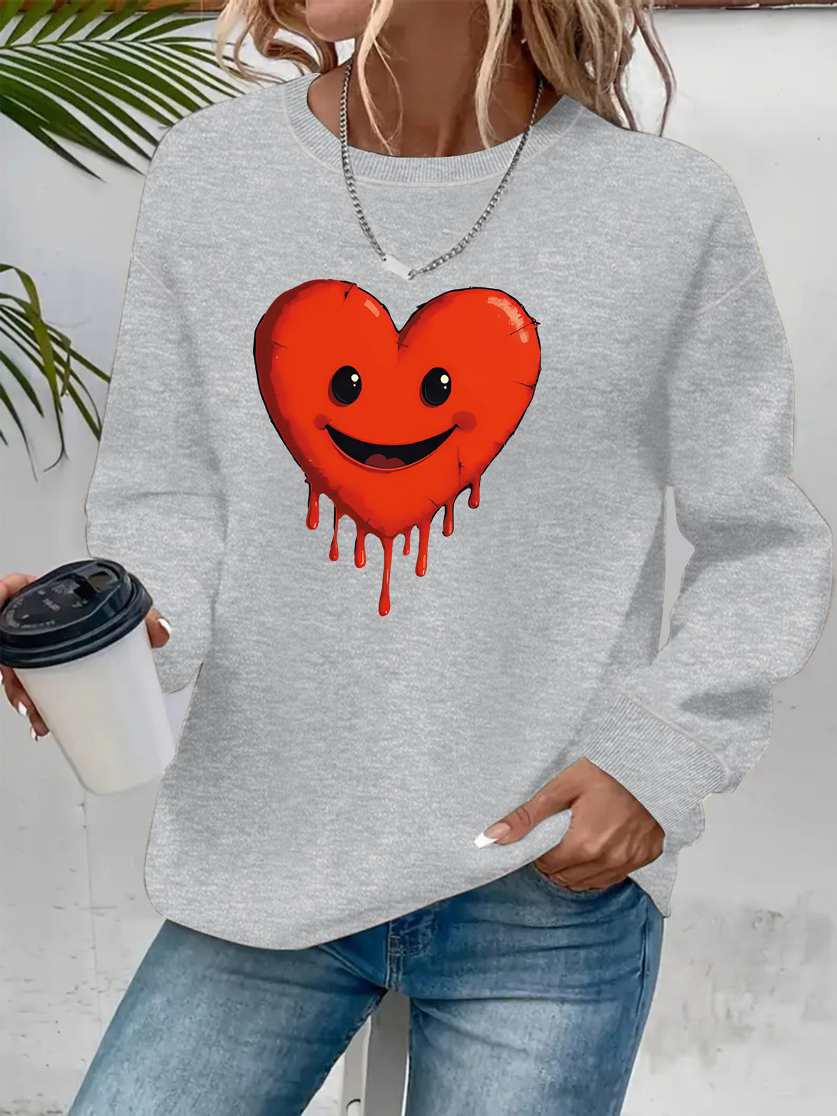 Round neck fleece hoodie