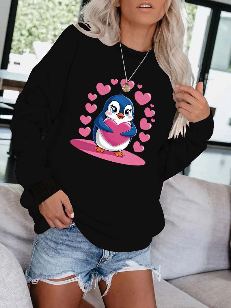 Cartoon Penguin Printed Hoodie