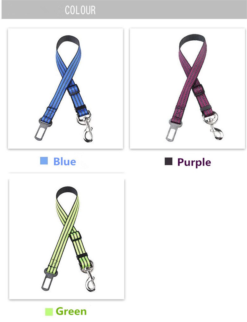 Reflective pet seat belt nylon dog traction rope keep pet's safety in car dog car seat belts high quality B43