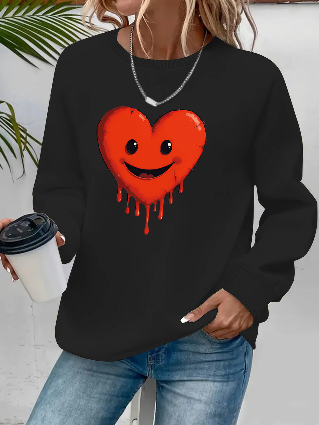 Round neck fleece hoodie