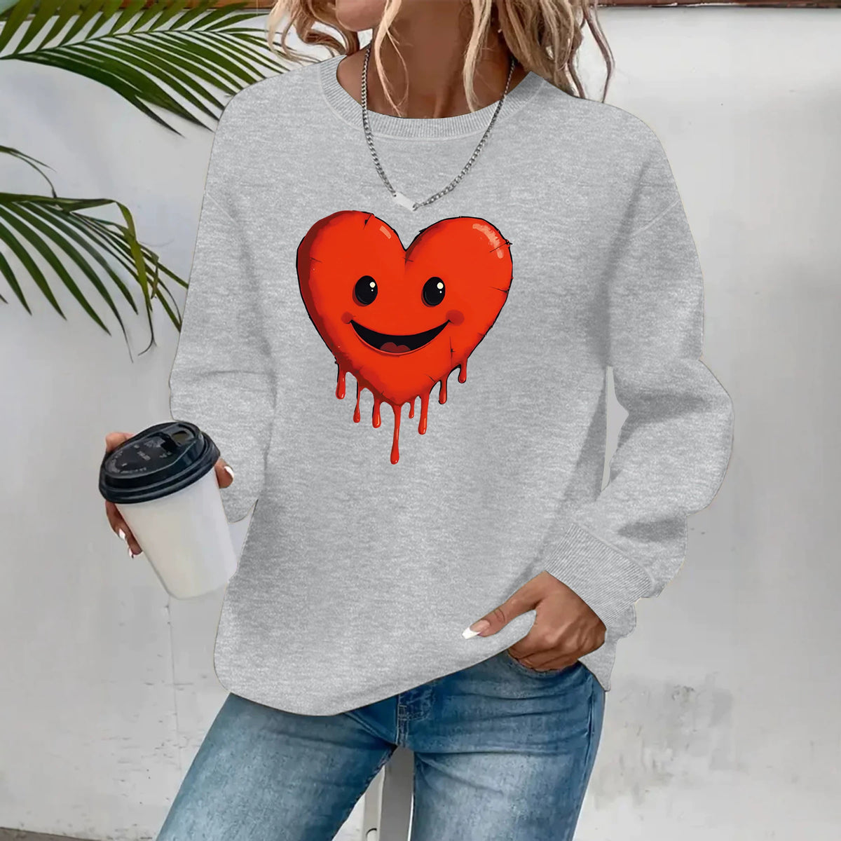 Round neck fleece hoodie