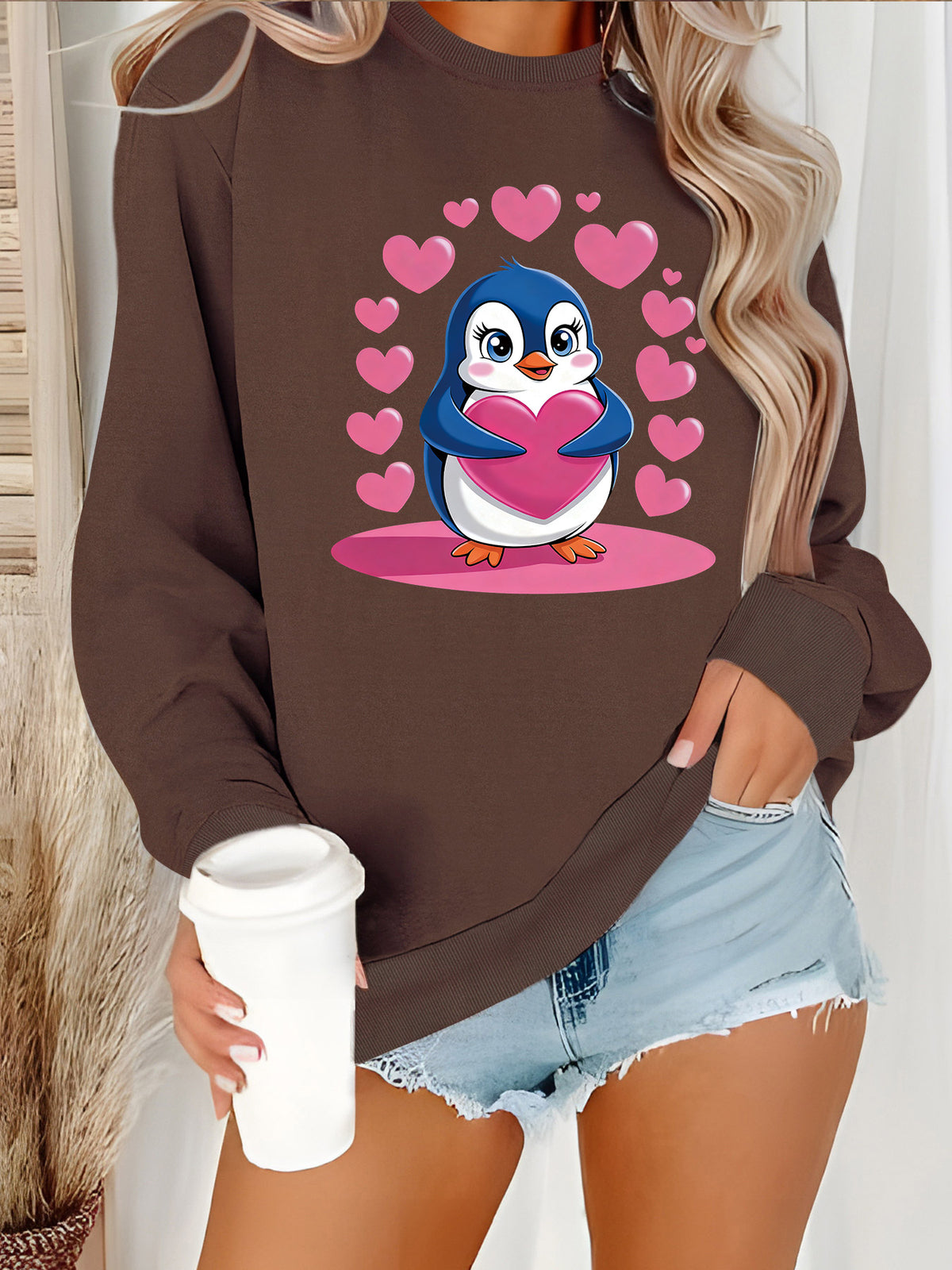 Cartoon Penguin Printed Hoodie